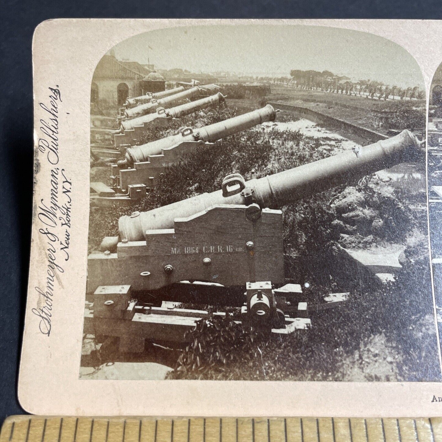 Antique 1899 US Artillery Canons Manila Philippines Stereoview Photo Card P4939