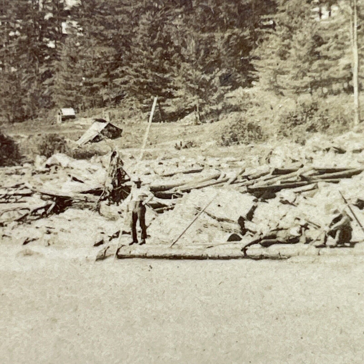 Antique 1877 Log Drivers In Hanover New Hampshire Stereoview Photo Card V1729