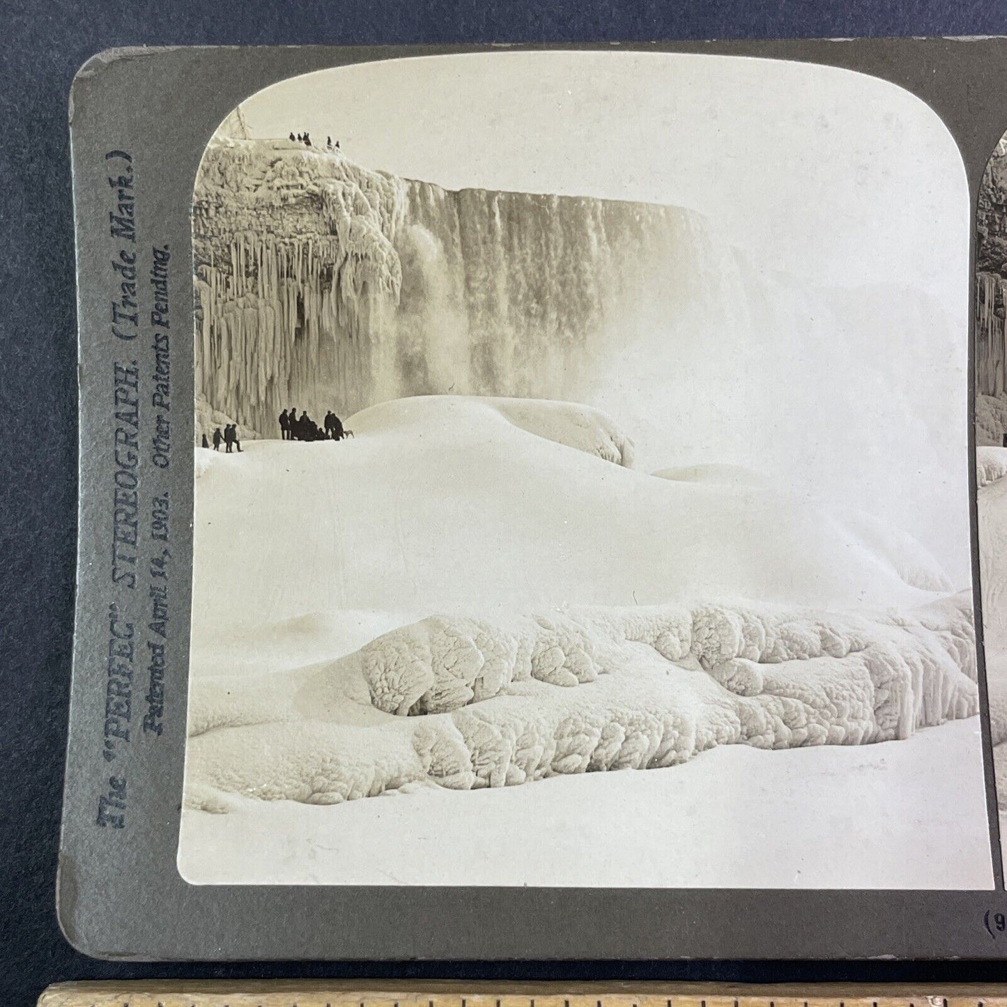 Frozen Ice Mountain Niagara Falls Stereoview H.C White Antique c1901 Y1459