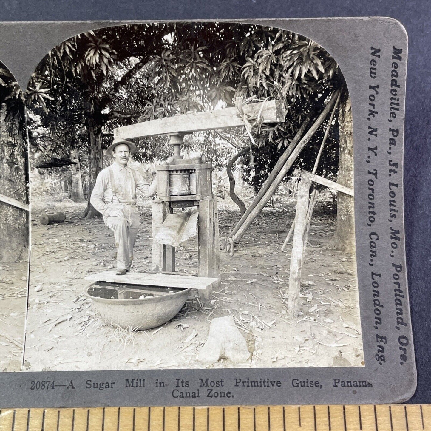 Handmade Sugar Mill in Panama Stereoview Antique c1907 Y2807