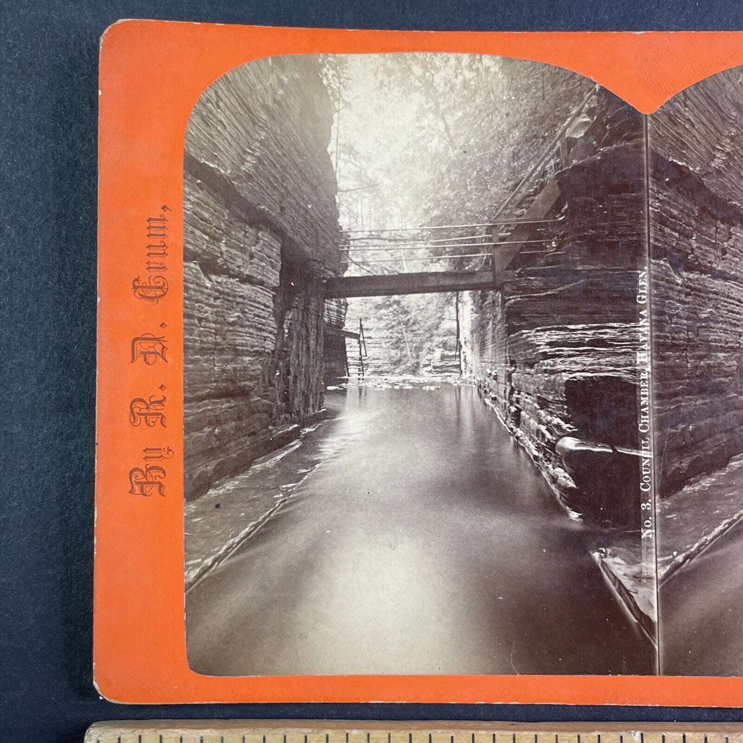 Council Chamber Watkins Glen New York Stereoview R.D. Crum Antique c1870 Y1038