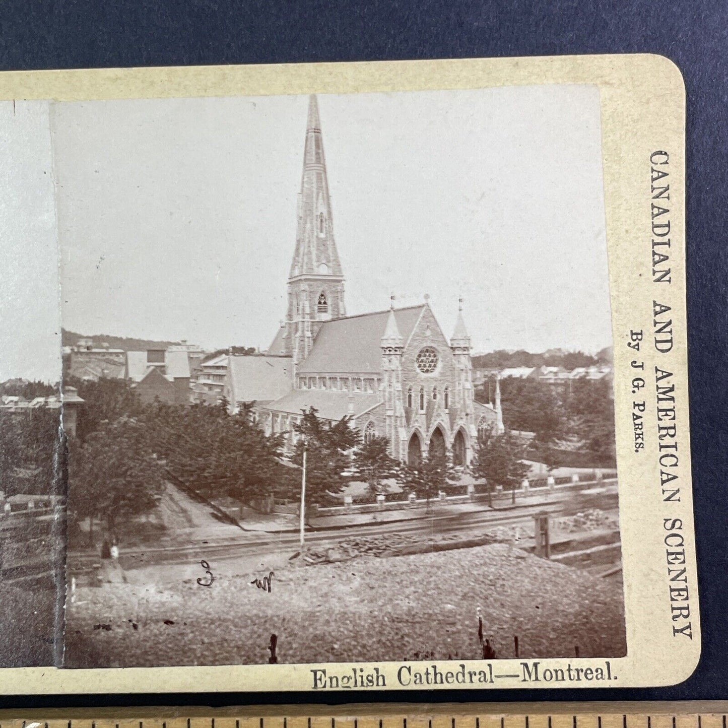 Christ Church Cathedral Montreal Quebec Stereoview J.G. Parks c1870s Y1729