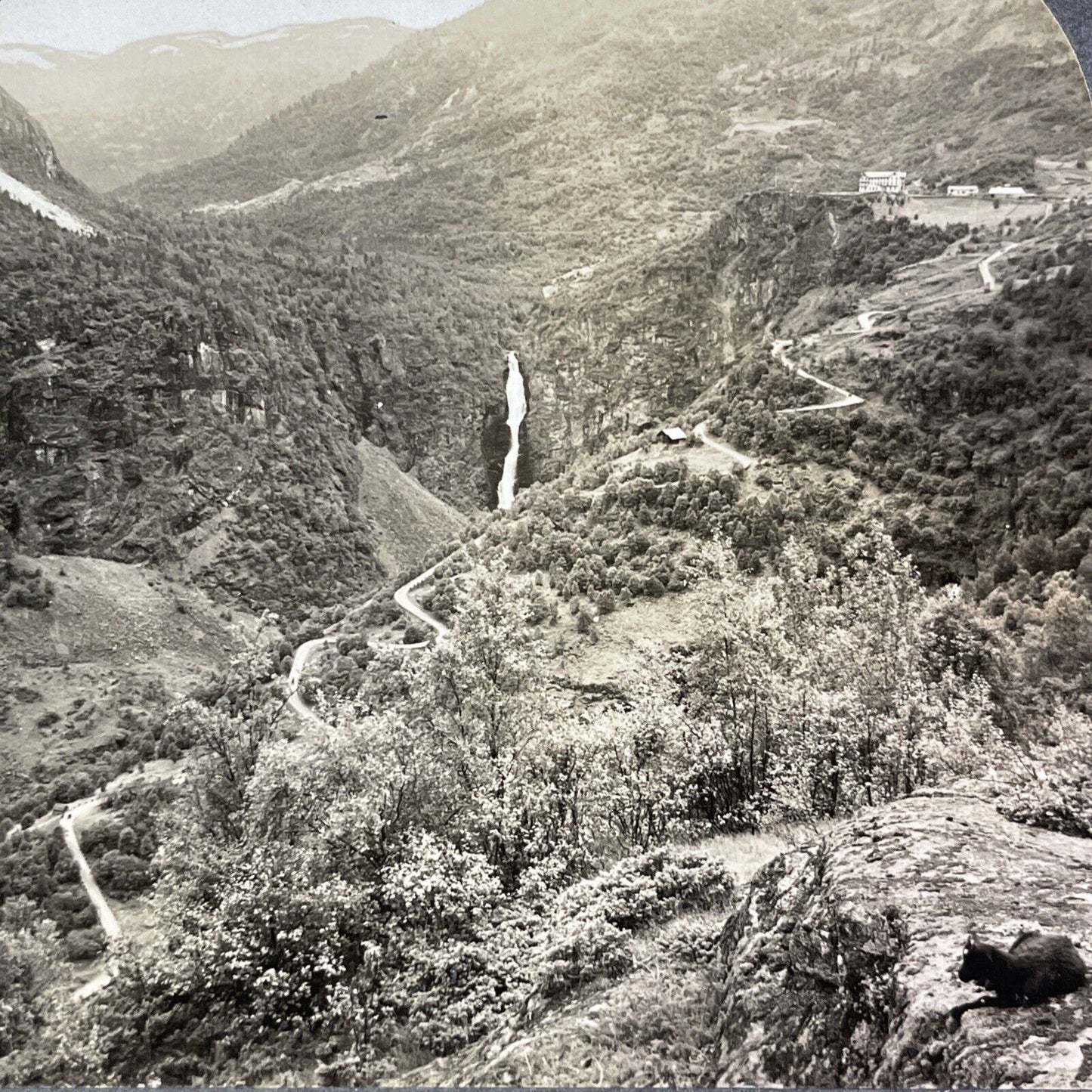 Stalheim Hotel Norway Stereoview Late Period View Antique c1933 Y1244