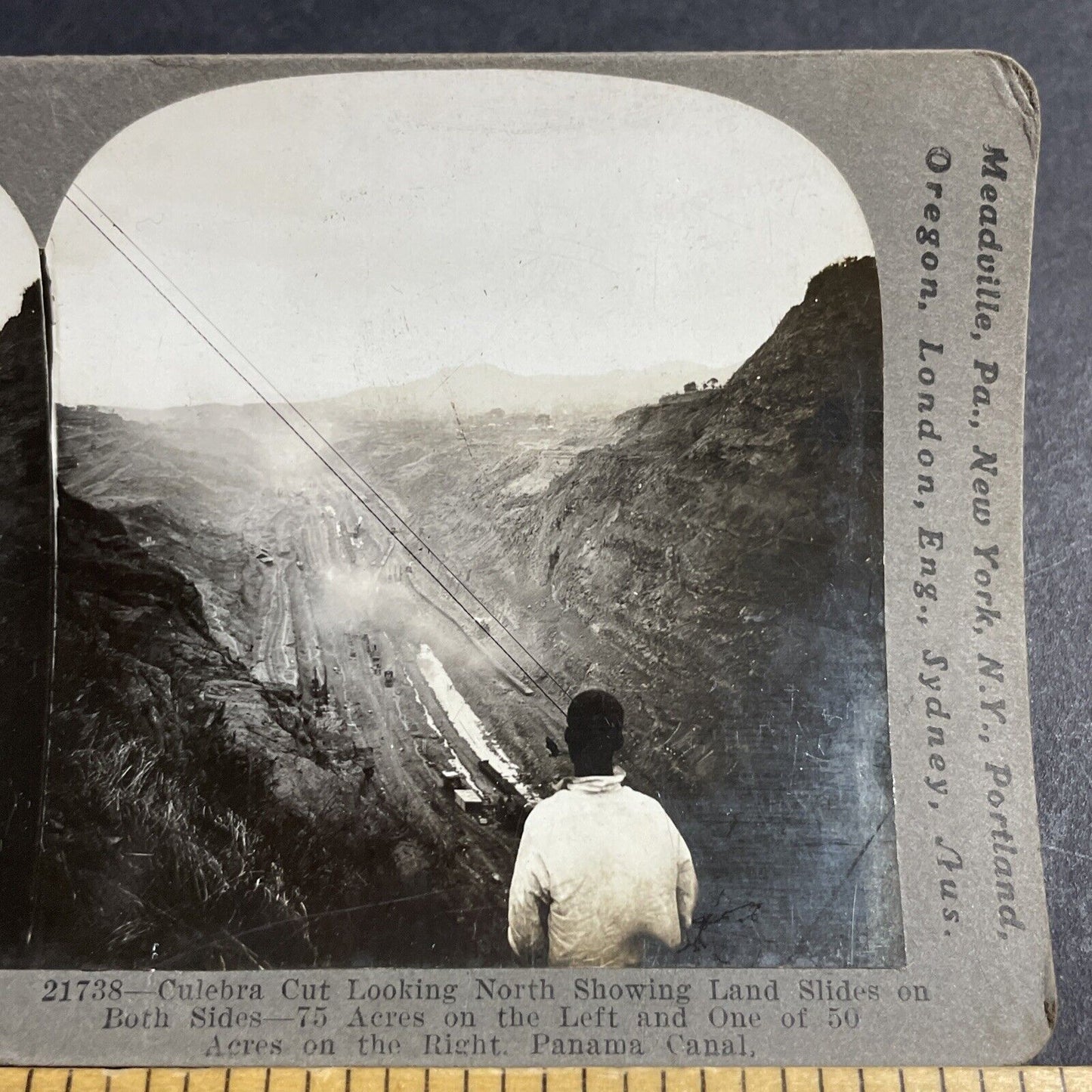 Antique 1913 Panama Canal Landslides Stereoview Photo Card P4460