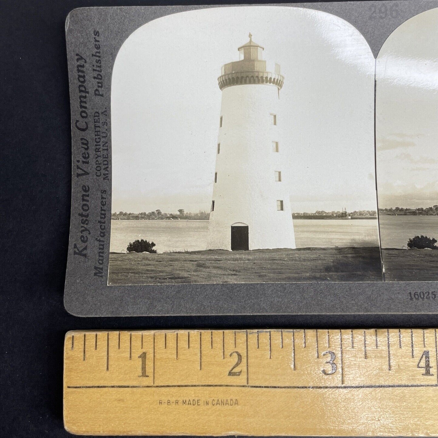 Antique 1910 Prescott Ontario Lighthouse Stereoview Photo Card PC850