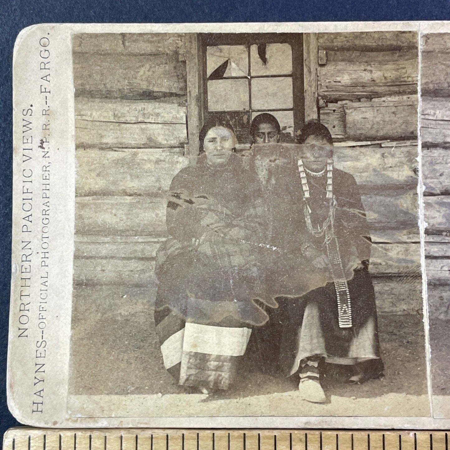 North Dakota Sioux Native Indian Women Stereoview Fargo ND Antique c1872 X1250