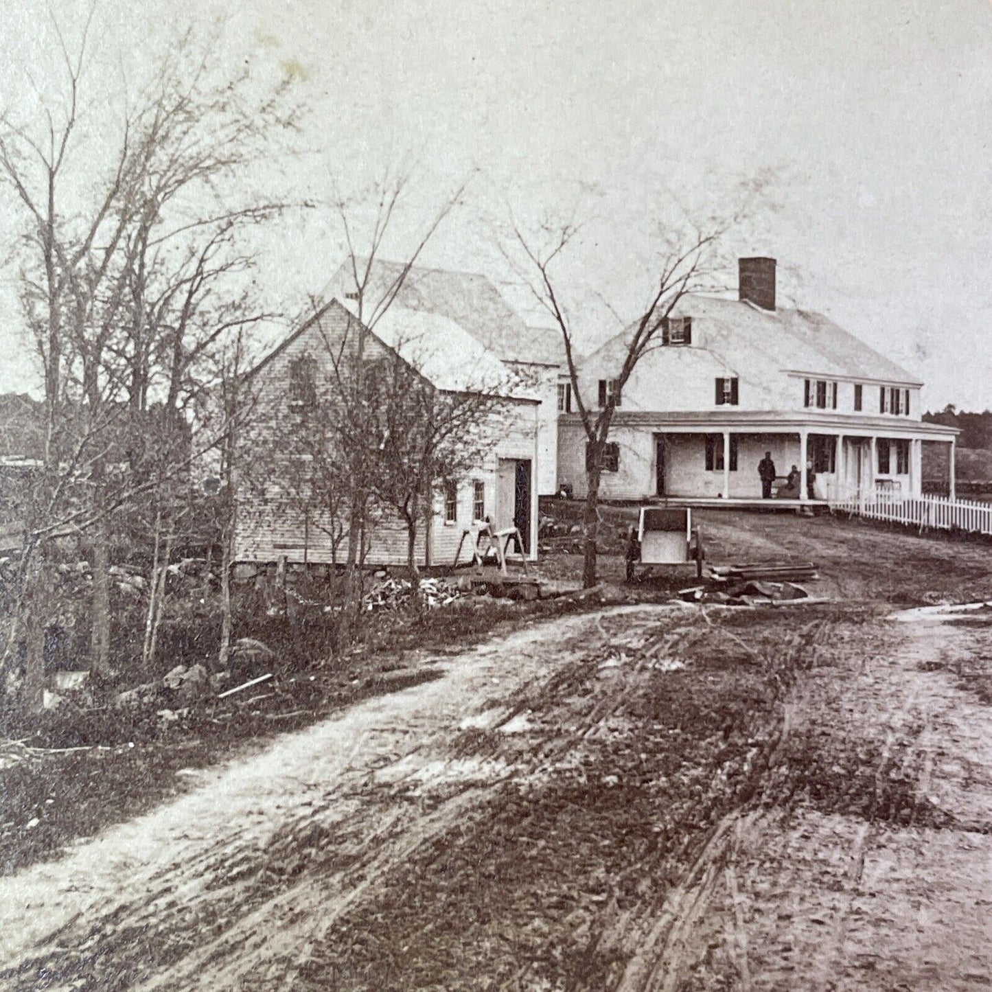 Farm House in Massachusetts or New Hampshire Stereoview Antique c1870s Y1318