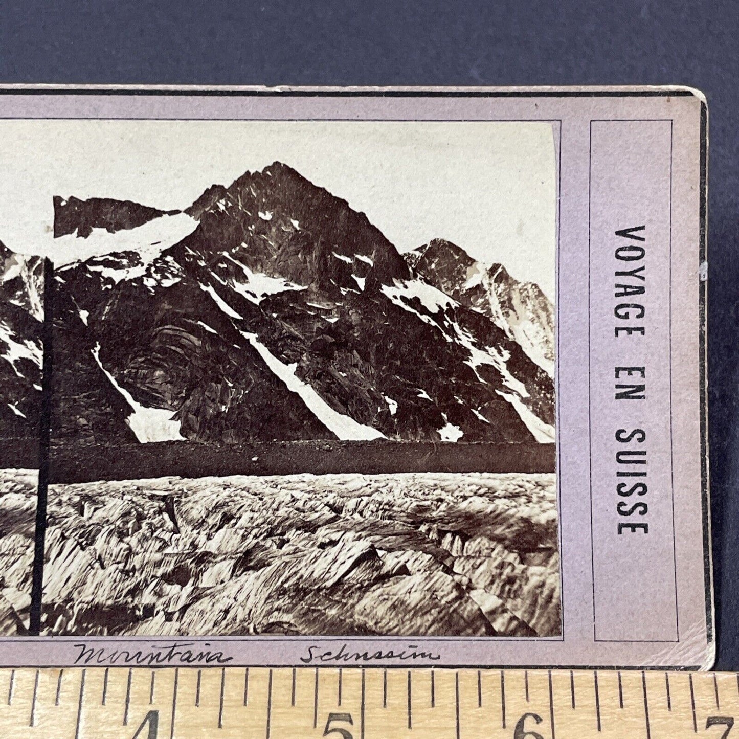 Antique 1870s Aletsch Glacier Ice Switzerland Stereoview Photo Card V2152