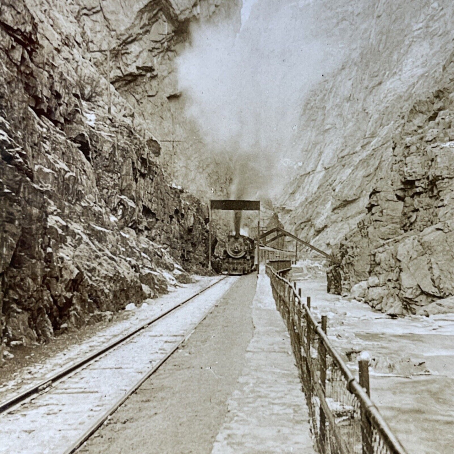 Antique 1909 Gorge Railway Canyon City Colorado Stereoview Photo Card P3060