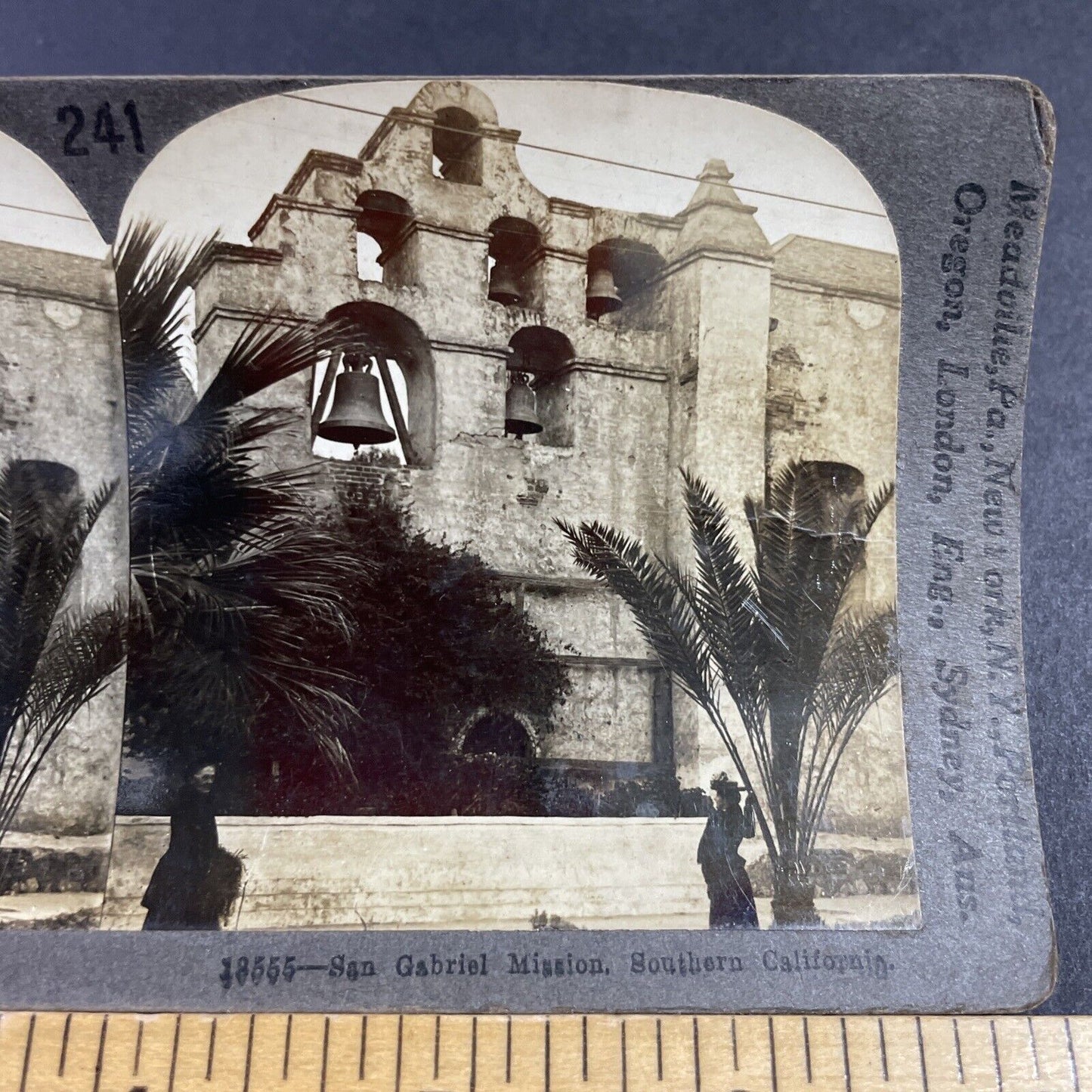 Antique 1910s San Gabriel Mission California Stereoview Photo Card P3608