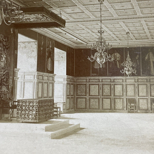 Antique 1896 Throne Room Gripsholm Castle Sweden Stereoview Photo Card P5098