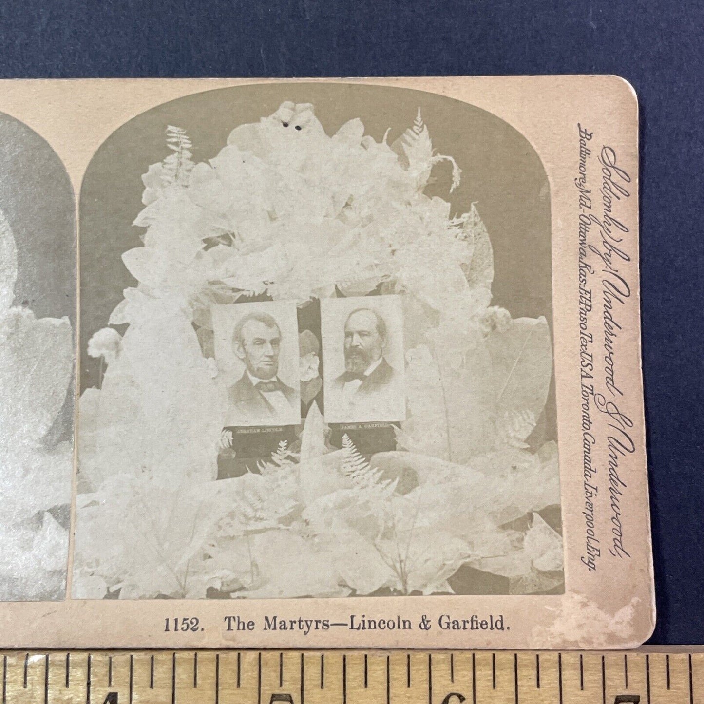 James A. Garfield Funeral Coffin Flowers Stereoview Antique c1884 X2746