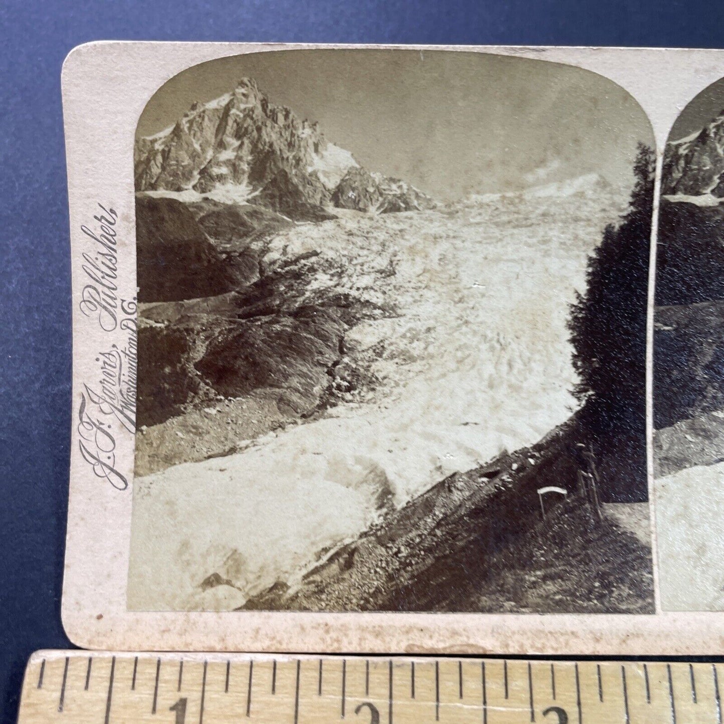 Antique 1890s Chamonix Mont Blanc Glacier Stereoview Photo Card P3902