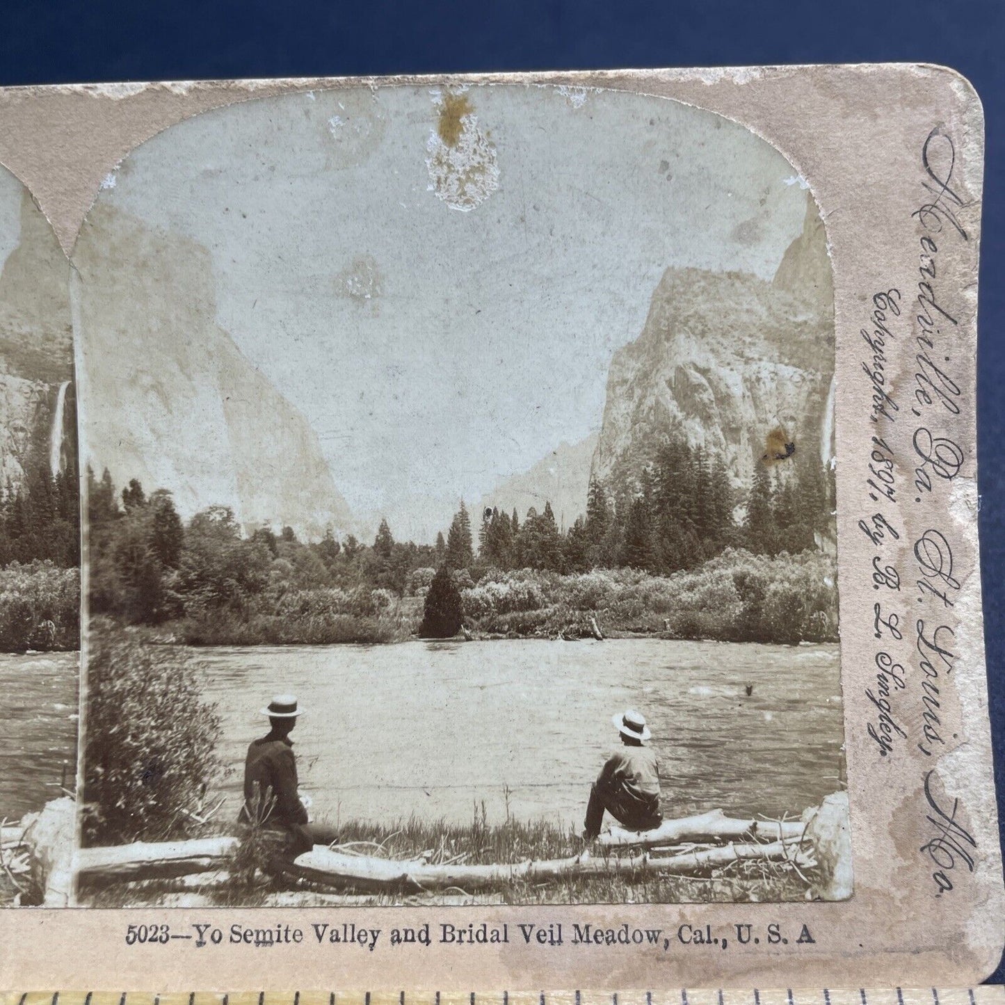 Antique 1897 Yosemite Valley California Men At Rest Stereoview Photo Card P1914