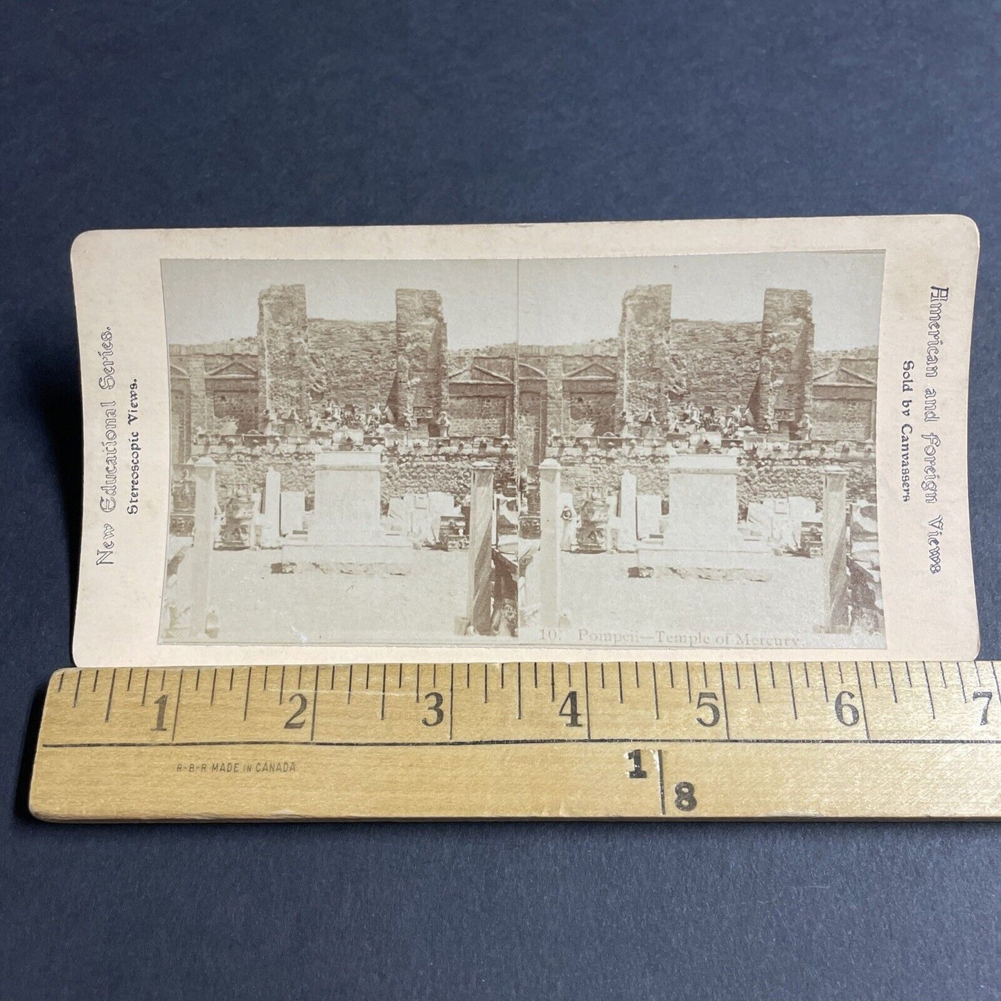 Antique 1880s Temple Of Mercury Pompeii Italy Stereoview Photo Card P4618