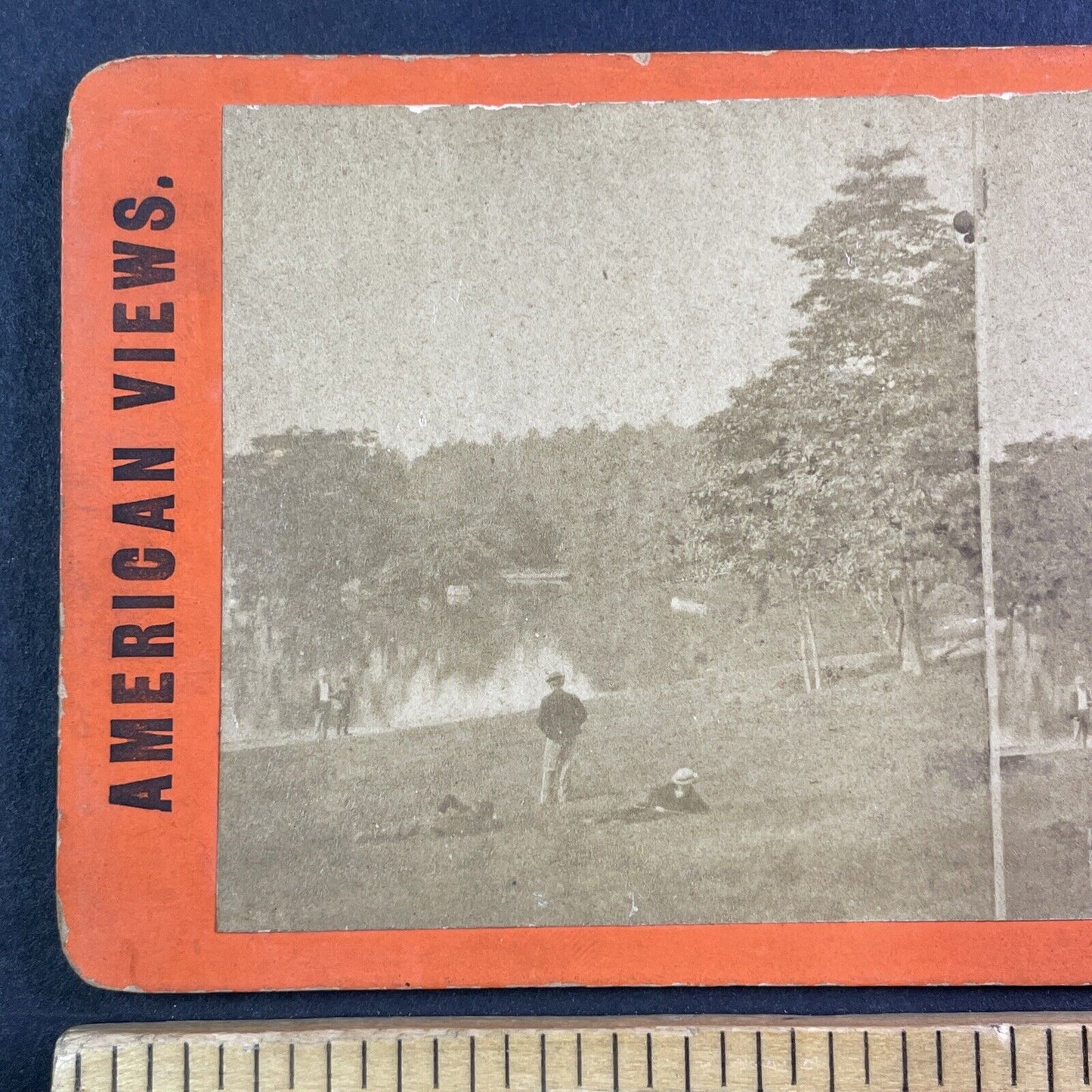 Central Park Lake Reservoir Stereoview Manhattan New York Antique c1867 X3721