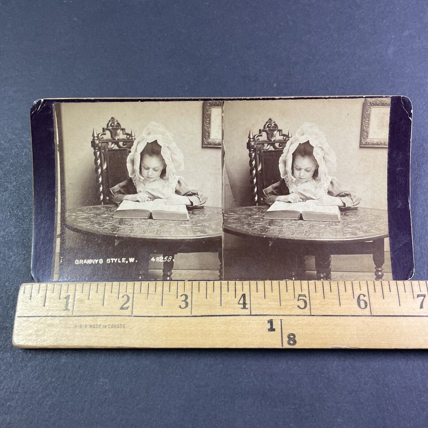 Girl Dresses Up As Her Grandmother Stereoview Antique c1880s Y2777