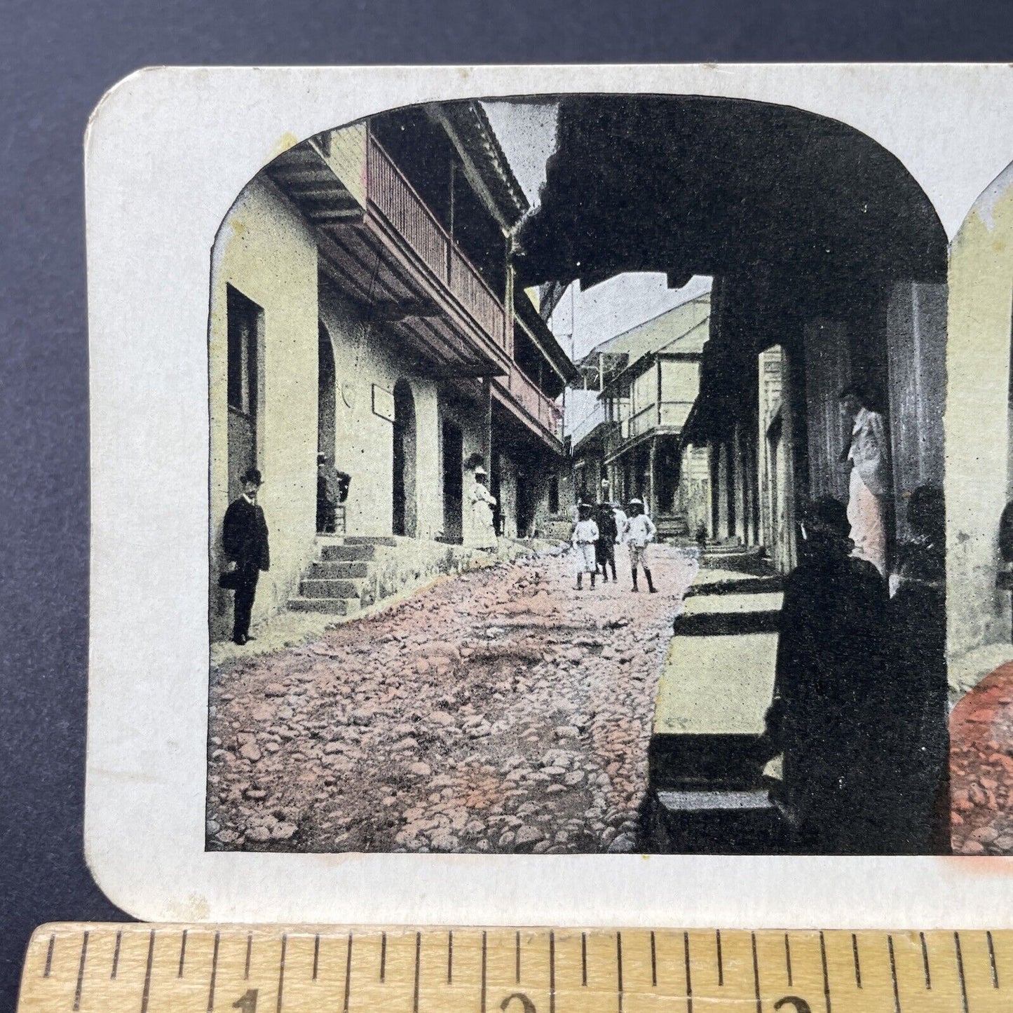 Antique 1910s Nueva Gorgona Panama City Street View Stereoview Photo Card P3023