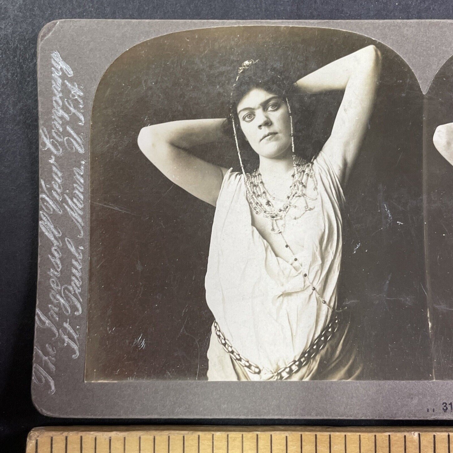 Burlesque Belly Dancer in Costume Stereoview T.W. Ingersoll Antique c1890s Y1774