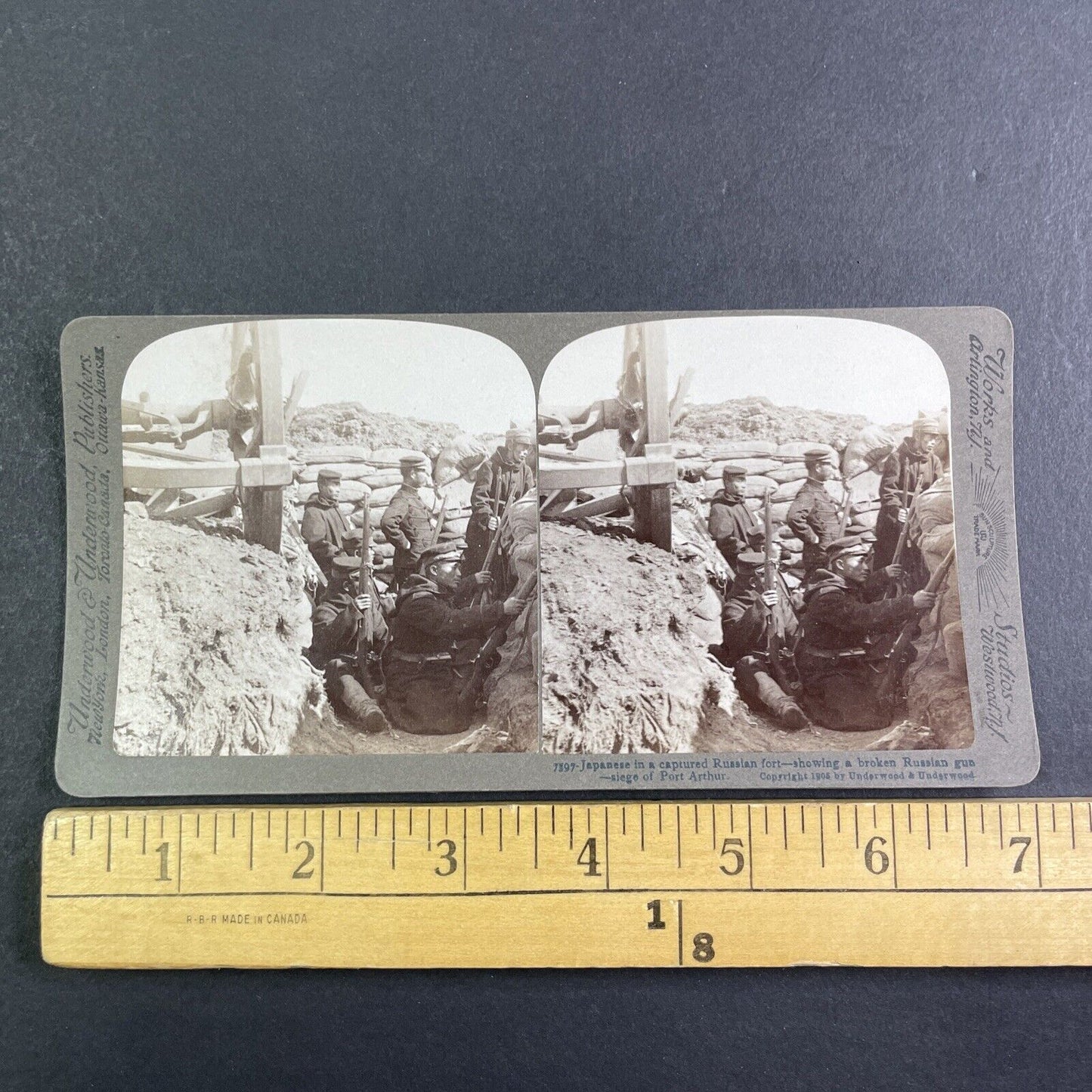 Japanese Capture Russian Fort Stereoview Russo-Sino War Antique c1905 X4196