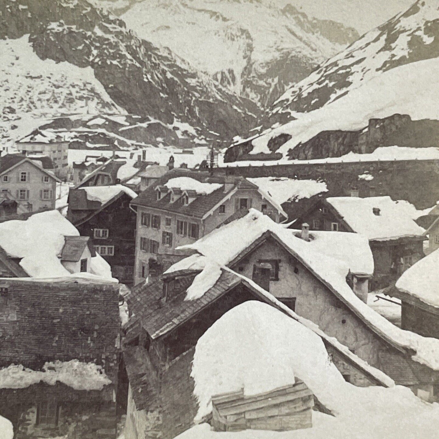 Andermatt Switzerland Stereoview Winter View Of Mountains Antique c1903 X2457