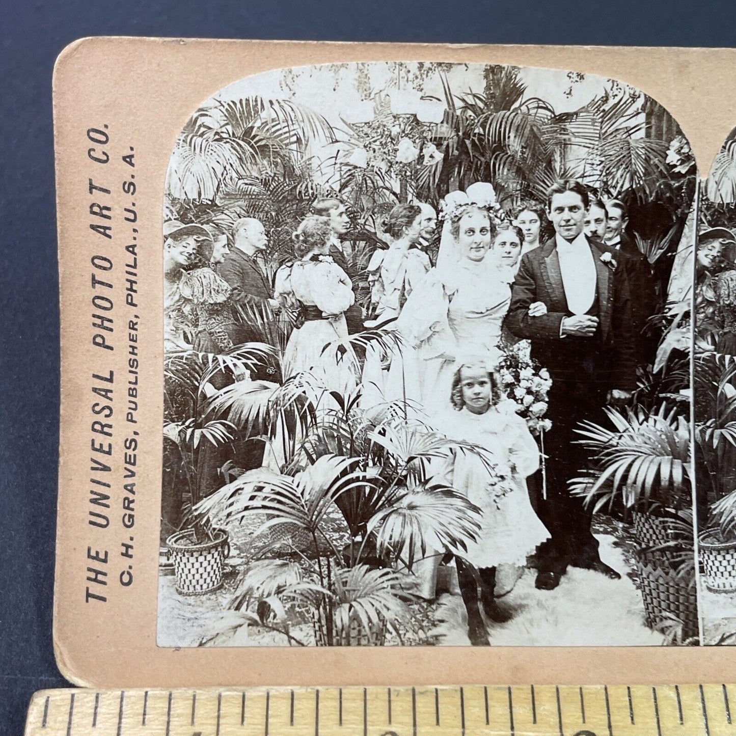 Antique 1897 Happy Couple After Wedding Smile Stereoview Photo Card P3375