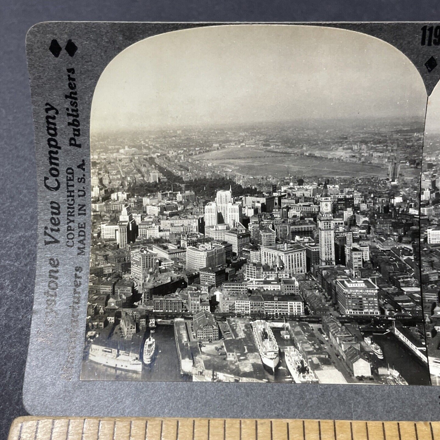 Antique 1920s Boston Massachusetts Downtown Stereoview Photo Card V2637