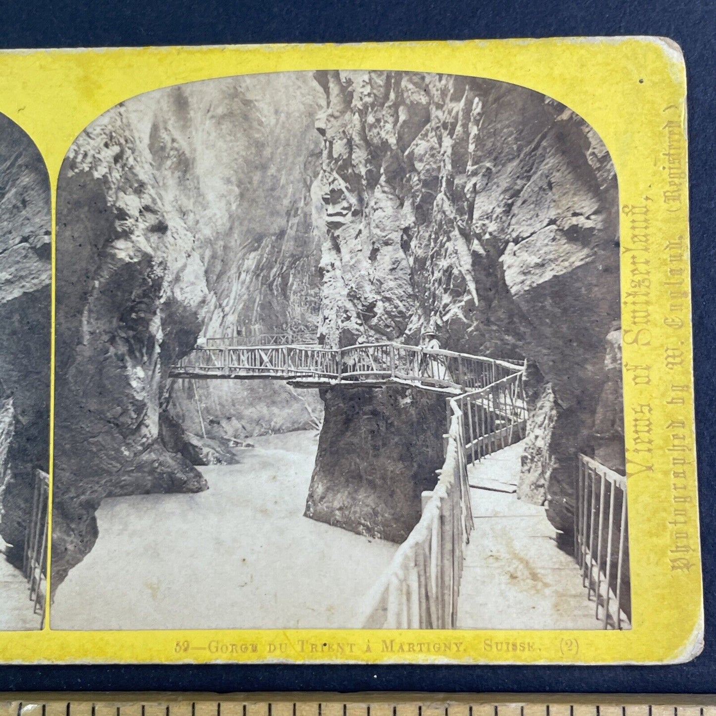 Gorges Du Trient Stereoview Vernayaz Switzerland Antique c1870 X3619