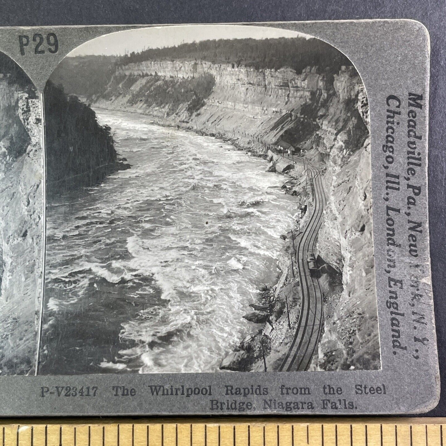 Niagara Gorge Railroad New York Stereoview Antique c1899 Y1452