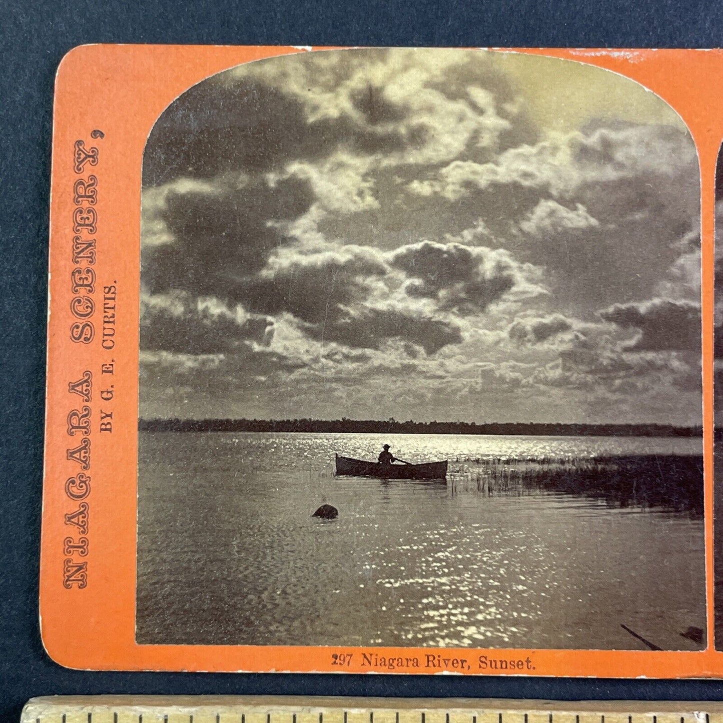 Niagara River Rowboat Rowing Stereoview George Curtis Antique c1870s Y2763