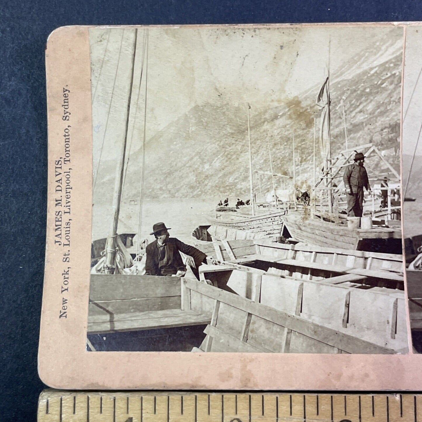 The Klondike Gold Rush Supply Boats Alaska Stereoview Antique c1898 Y1376