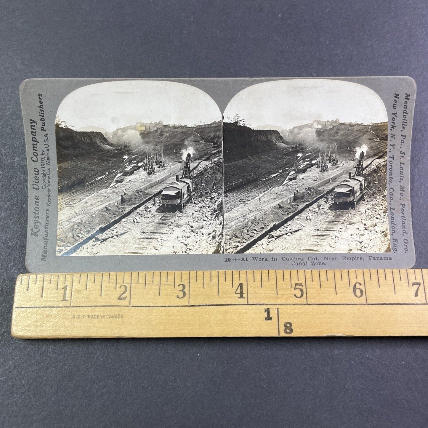 Railroad Steam Excavator Panama Canal Stereoview Antique c1910 Y2812