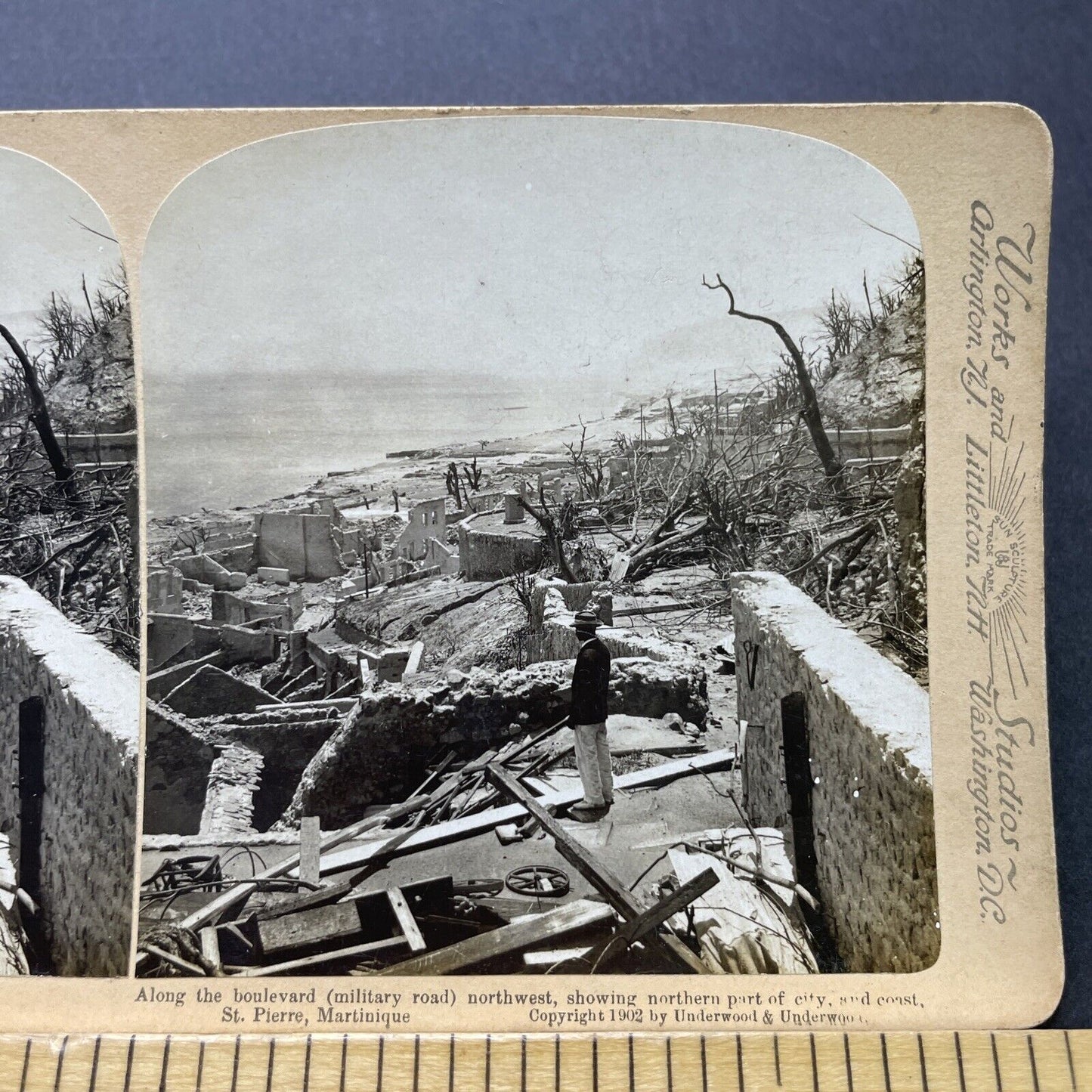 Antique 1902 Volcano Eruption Disaster Martinique Stereoview Photo Card P2347