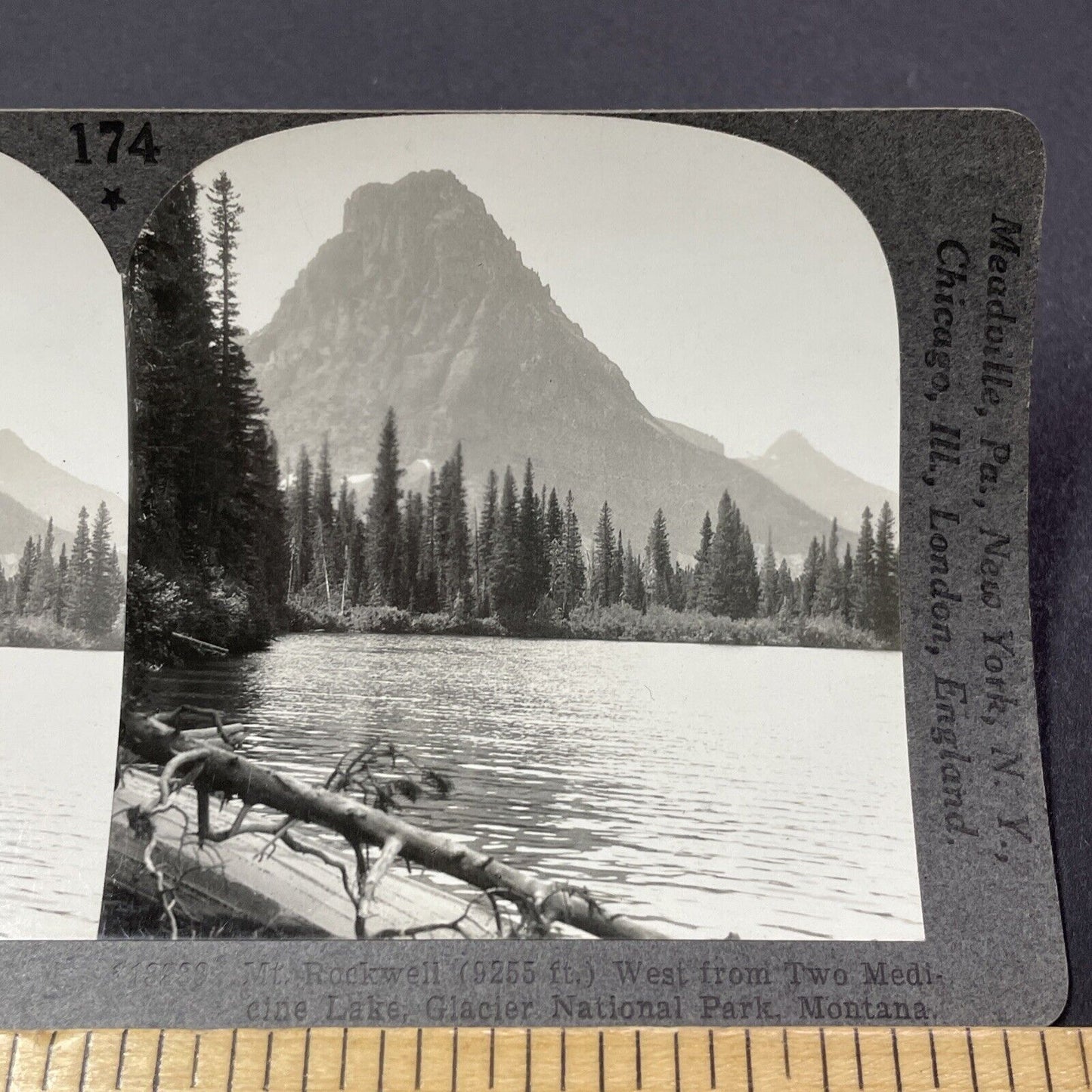 Antique 1910s Mount Rockwell Glacier Park Montana Stereoview Photo Card V2169