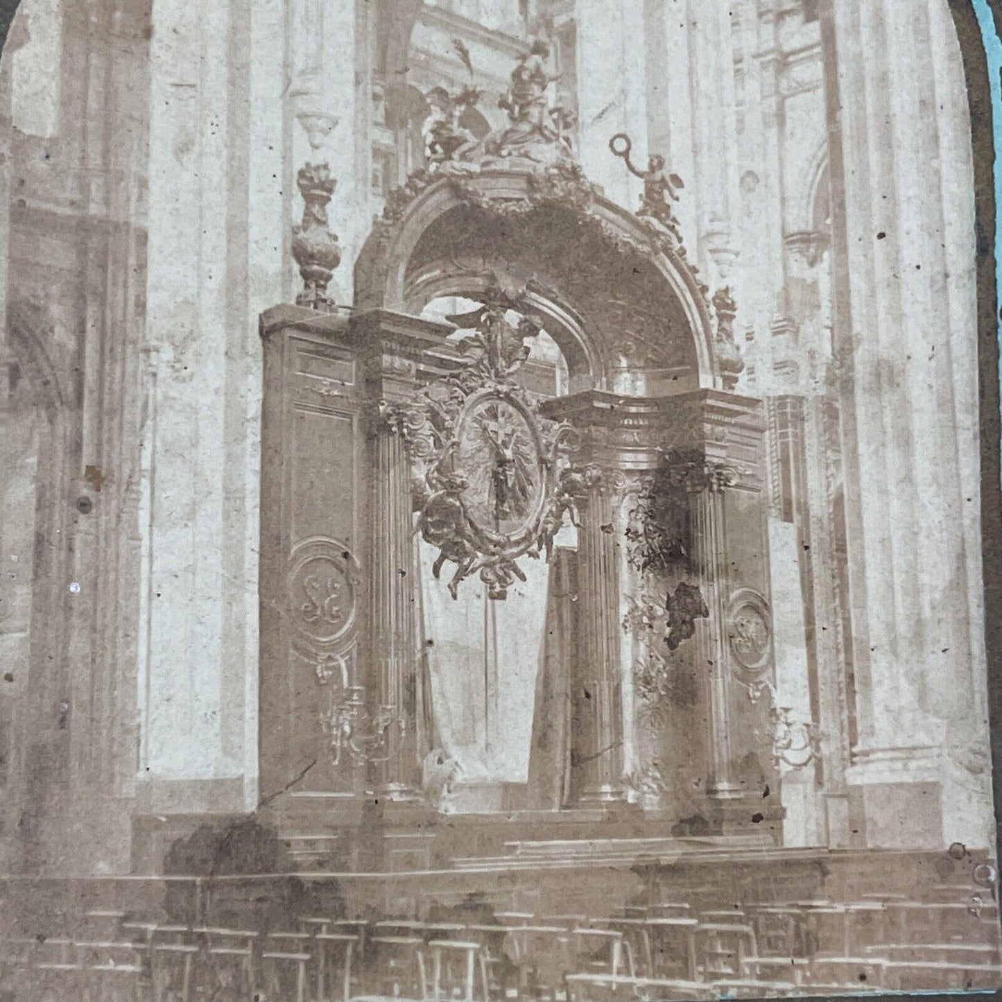 Church of St. Eustache Paris France Stereoview Interior View Antique c1865 X2577