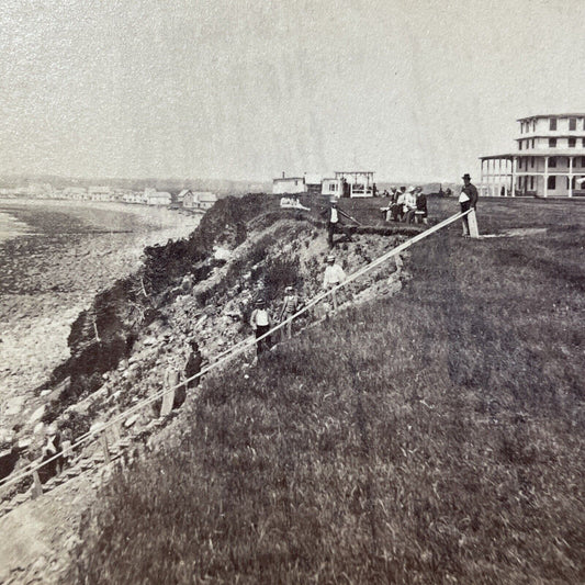 Antique 1870s Hampton Beach Hotel New Hampshire Stereoview Photo Card V2154