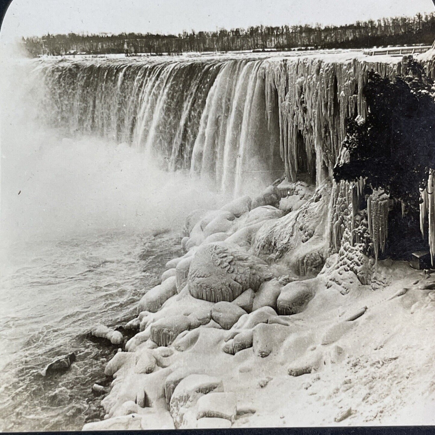 Niagara Falls in Winter Freeze Stereoview H.C. White Antique c1901 Y2574