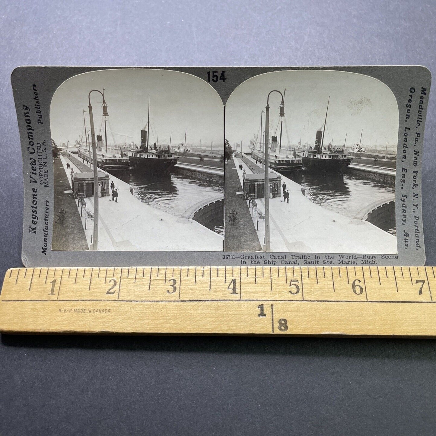 Antique 1916 Powell Stackhouse Freighter Ship Panama Stereoview Photo Card P2423