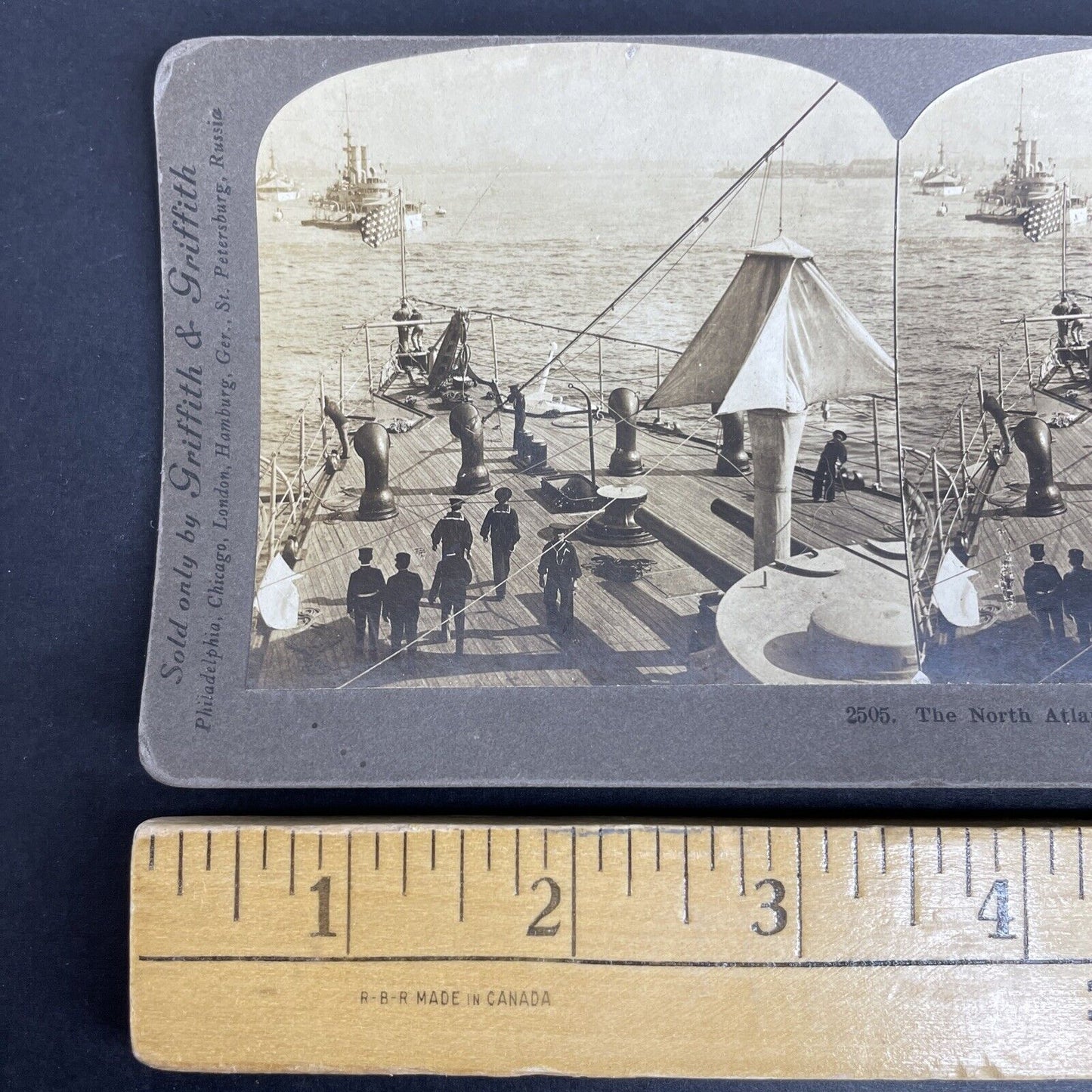 Antique 1912 North Atlantic Naval Fleet USS Delaware Stereoview Photo Card P968