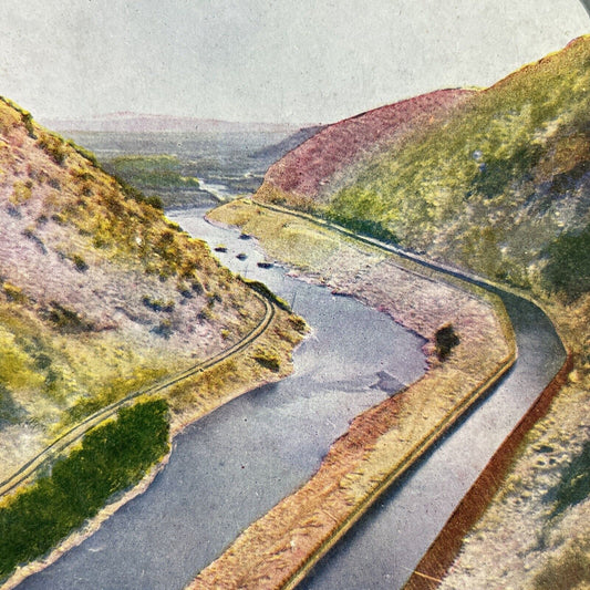Antique 1910s Canal In Grand Junction Colorado Color Stereoview Photo Card P3454