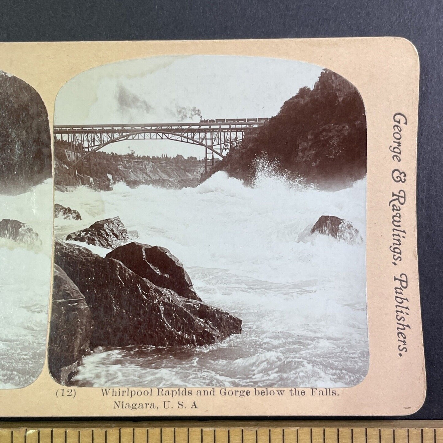 Niagara Falls Whirlpool Rapids Stereoview George and Rawlings c1901 Y1447
