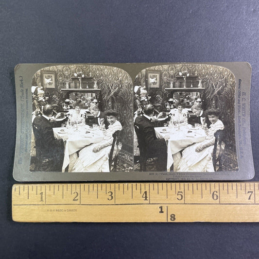 Maid Balances a Turnip on her Nose Stereoview Antique c1903 Y1222