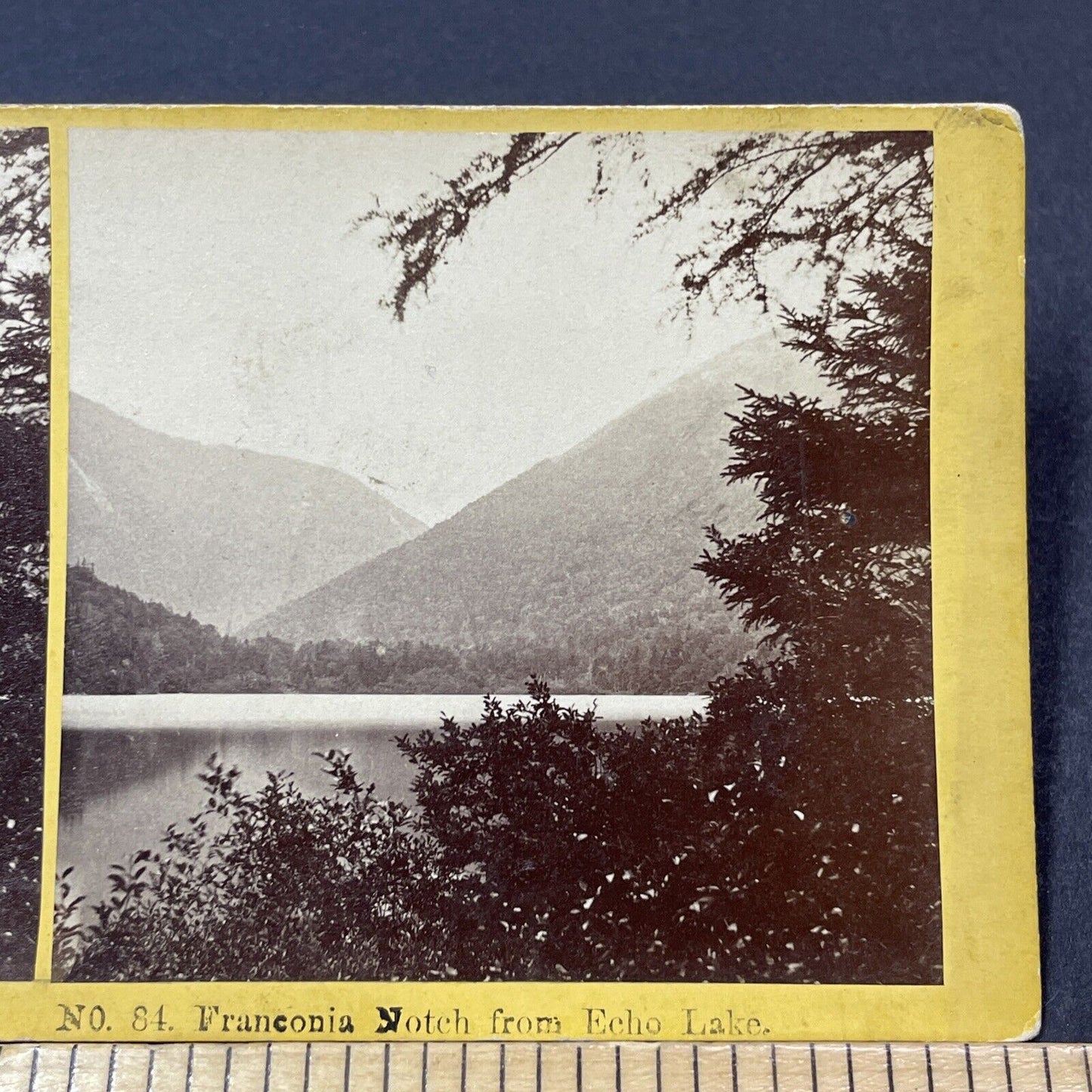 Antique 1870s Echo Lake Franconia Notch NH Stereoview Photo Card V1894