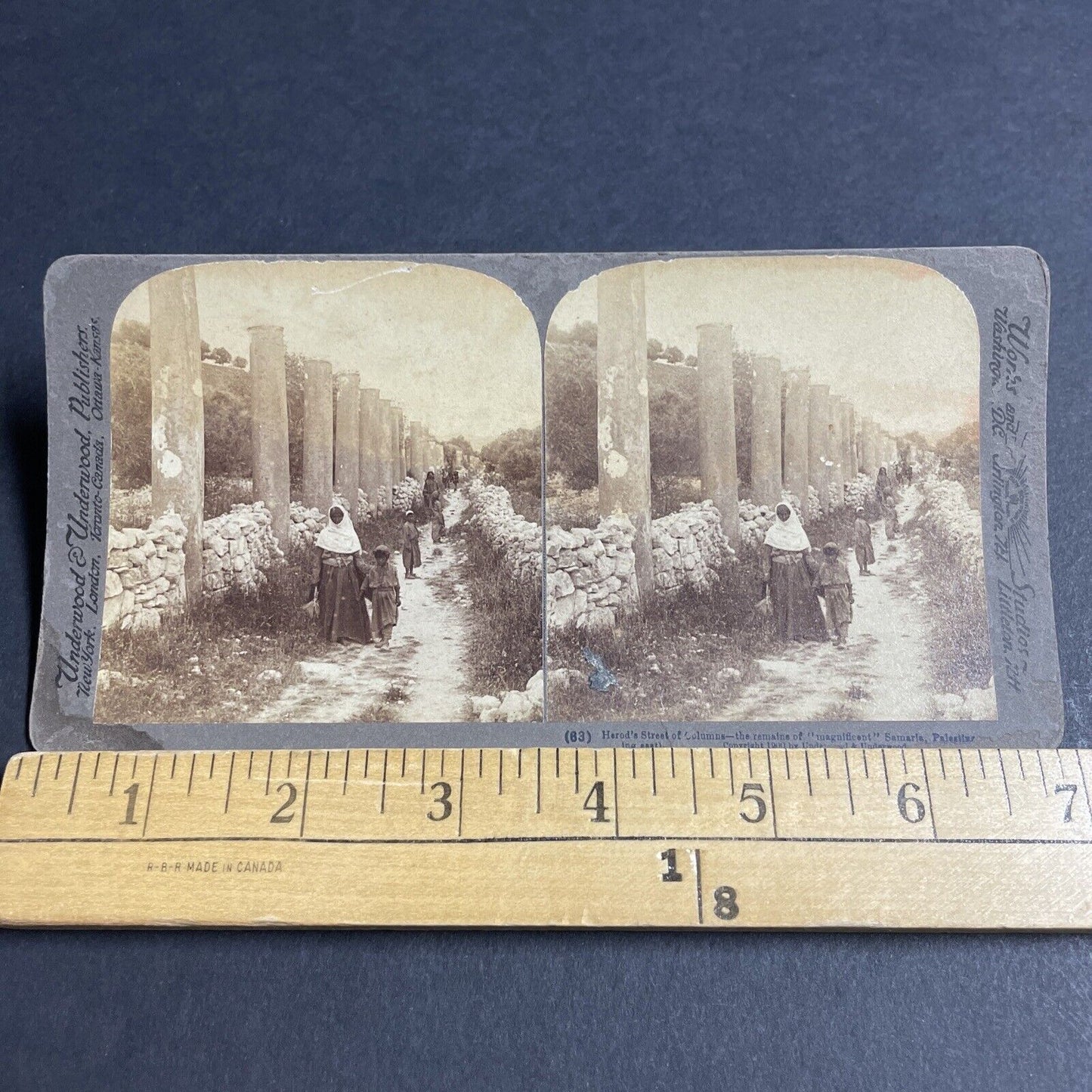 Antique 1900 Herod The Great Street Columns Israel Stereoview Photo Card P4184