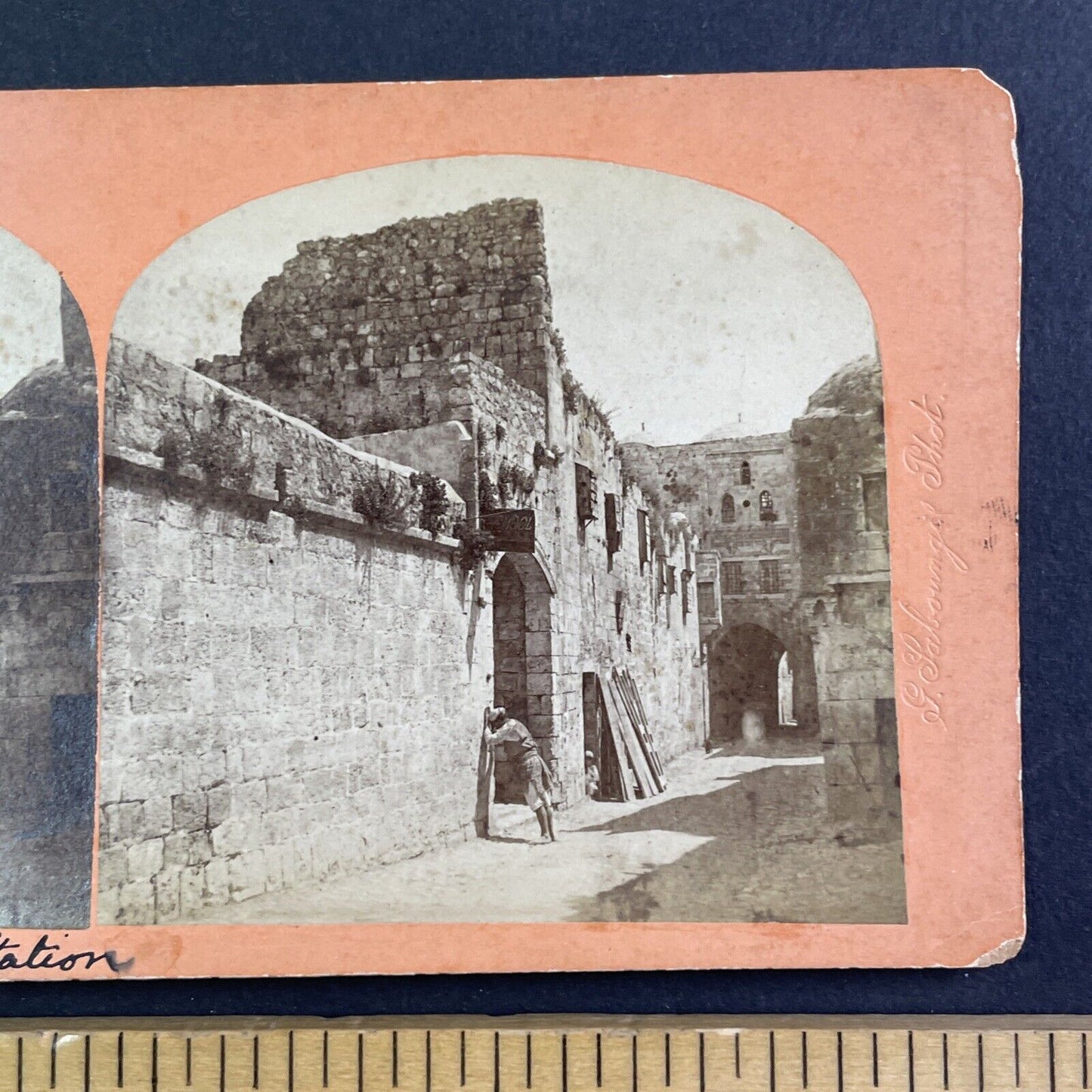 Jewish Hebrew Prayer Wall Israel Stereoview Felix Bonfils Antique c1870 X3286