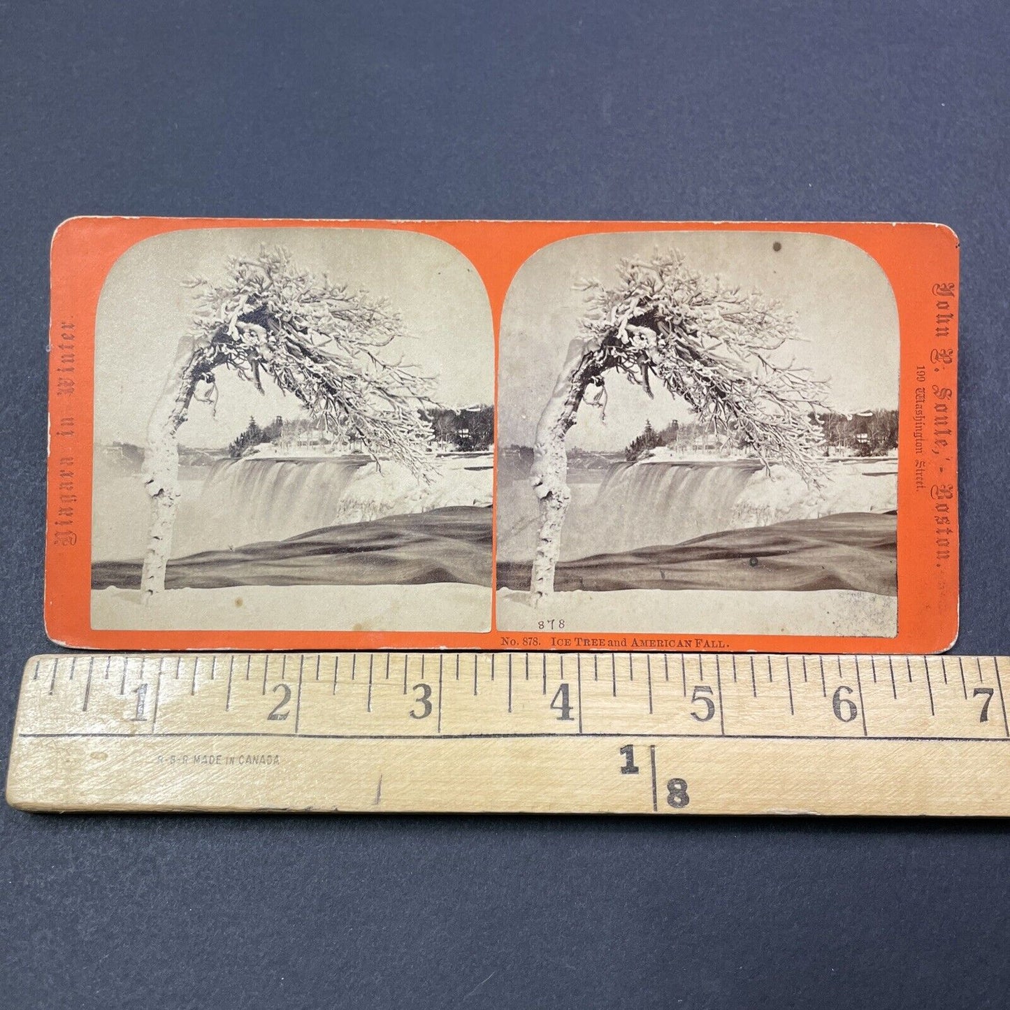 Antique 1864 The Deep Freeze Niagara Falls NY Stereoview Photo Card V1946