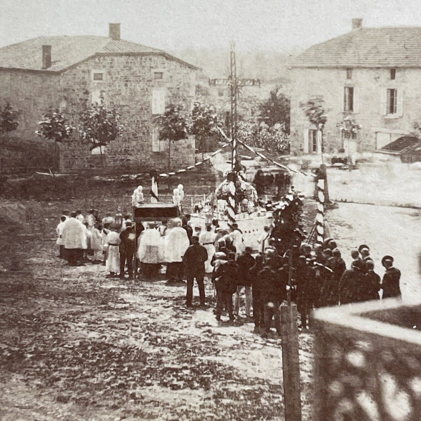 Funeral Procession Count Maxence de Grassin Stereoview Antique c1876 X2482