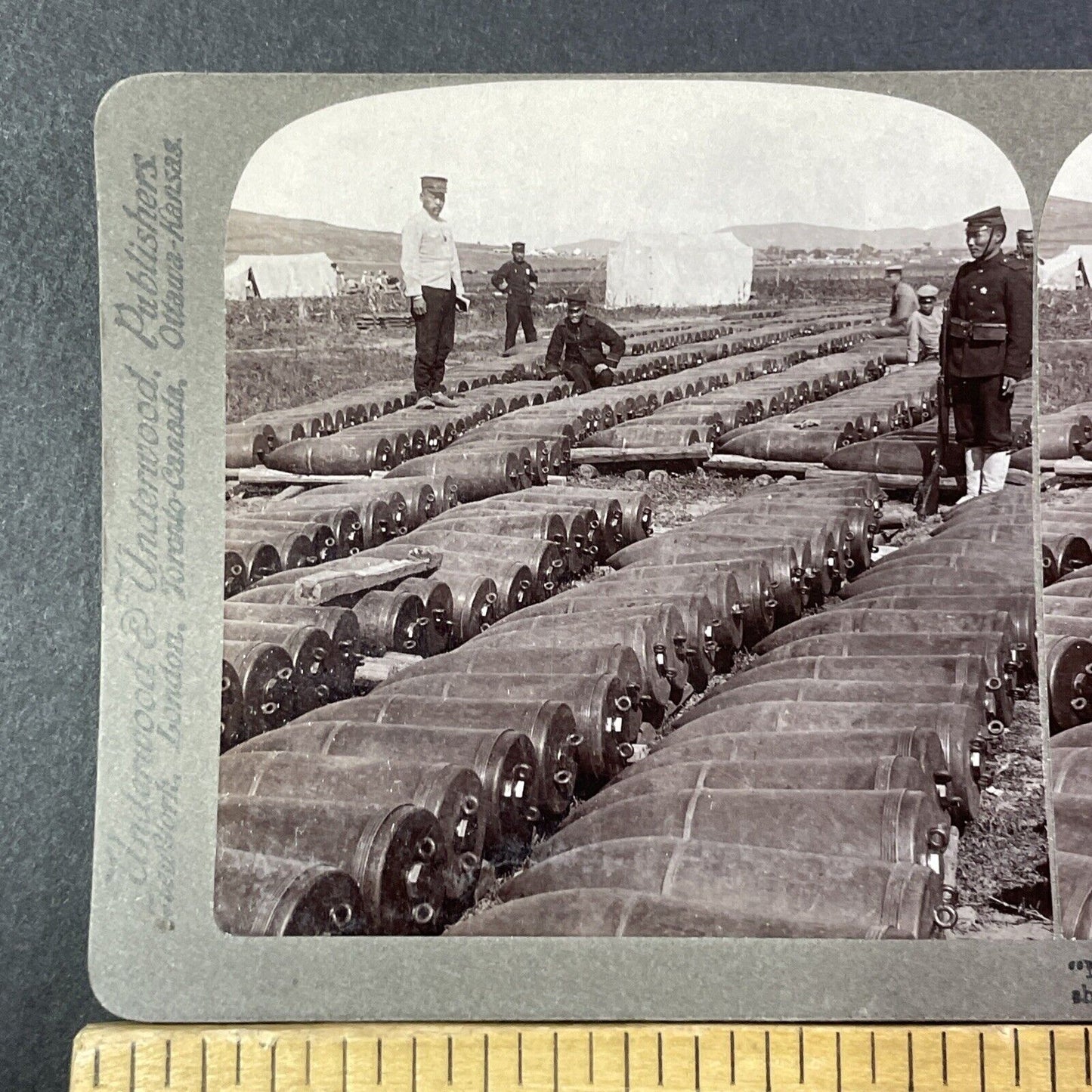 Japanese Heavy Artillery Shells Stereoview Dalian China Antique c1905 X2813