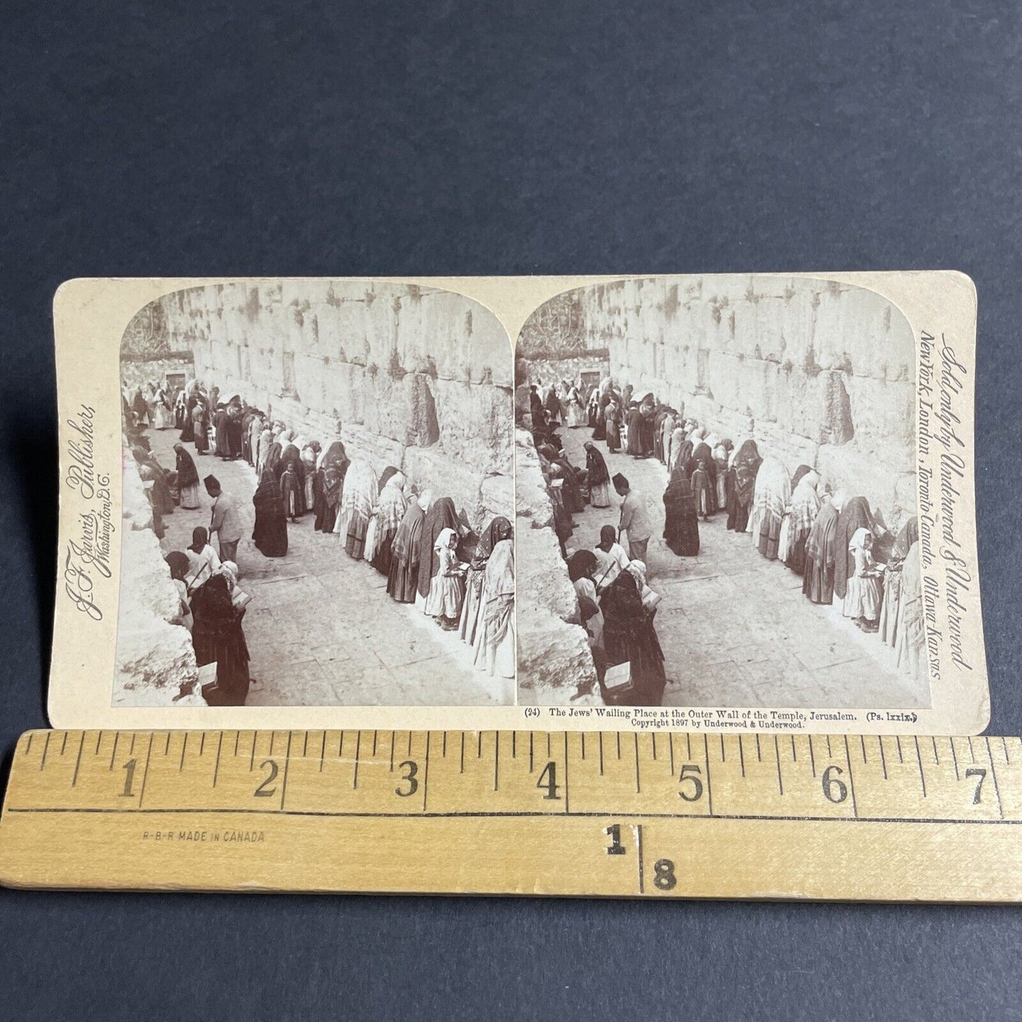 Antique 1897 Jewish Women Pray At Wailing Wall Israel Stereoview Photo Card 4609