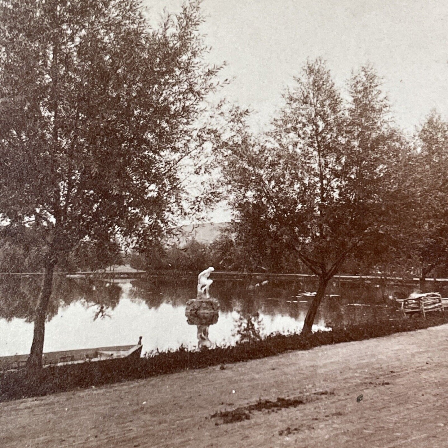 Eldridge Lake Park Elmira New York Stereoview J.H. Whitley Antique c1870s Y537